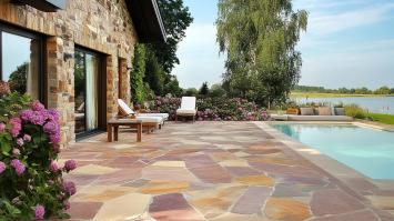 Brasil Rosso Flagstones dikformaat 2,5-4 cm dik